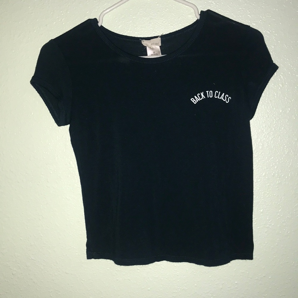 dark teal/blue cropped short sleeve T-shirt